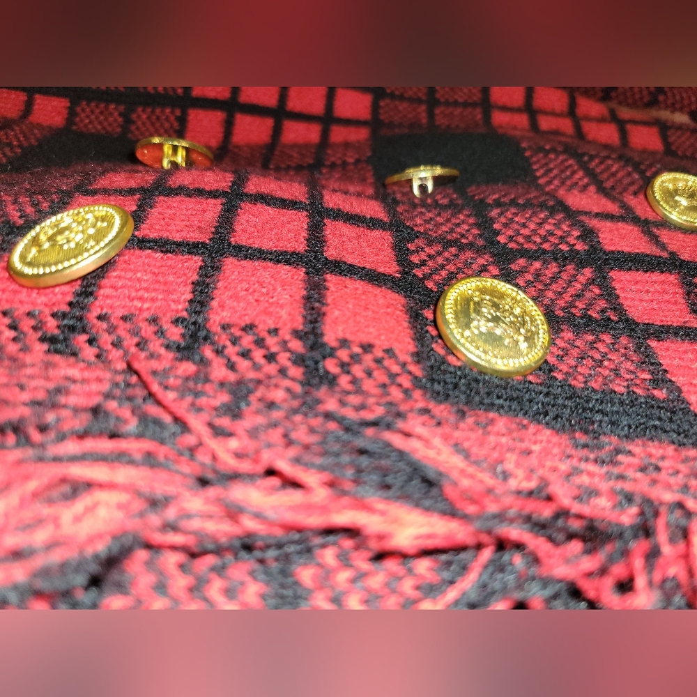 Venus Red/ Black Button Detail Sweater Dress - Picture 11 of 11
